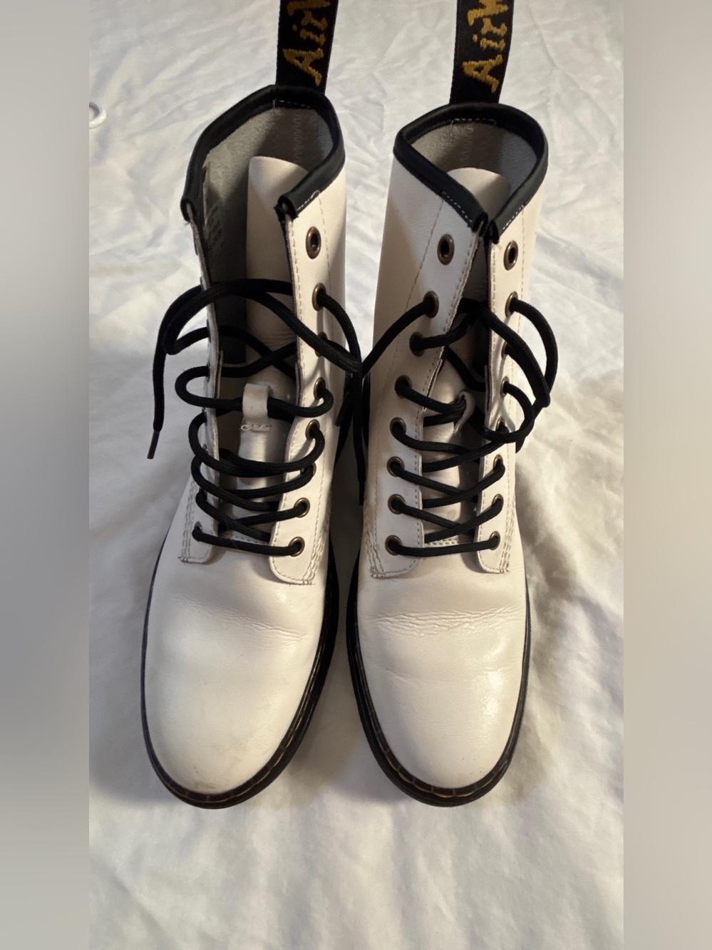 Dr. Martens Zavala White Leather Lace Up Ankle Boots Women’s US 10 EU 42